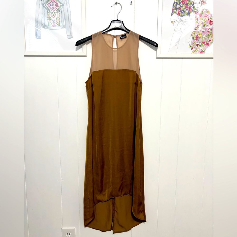 Sparkle & Fade Tan and Brown High Low Sheath Dress